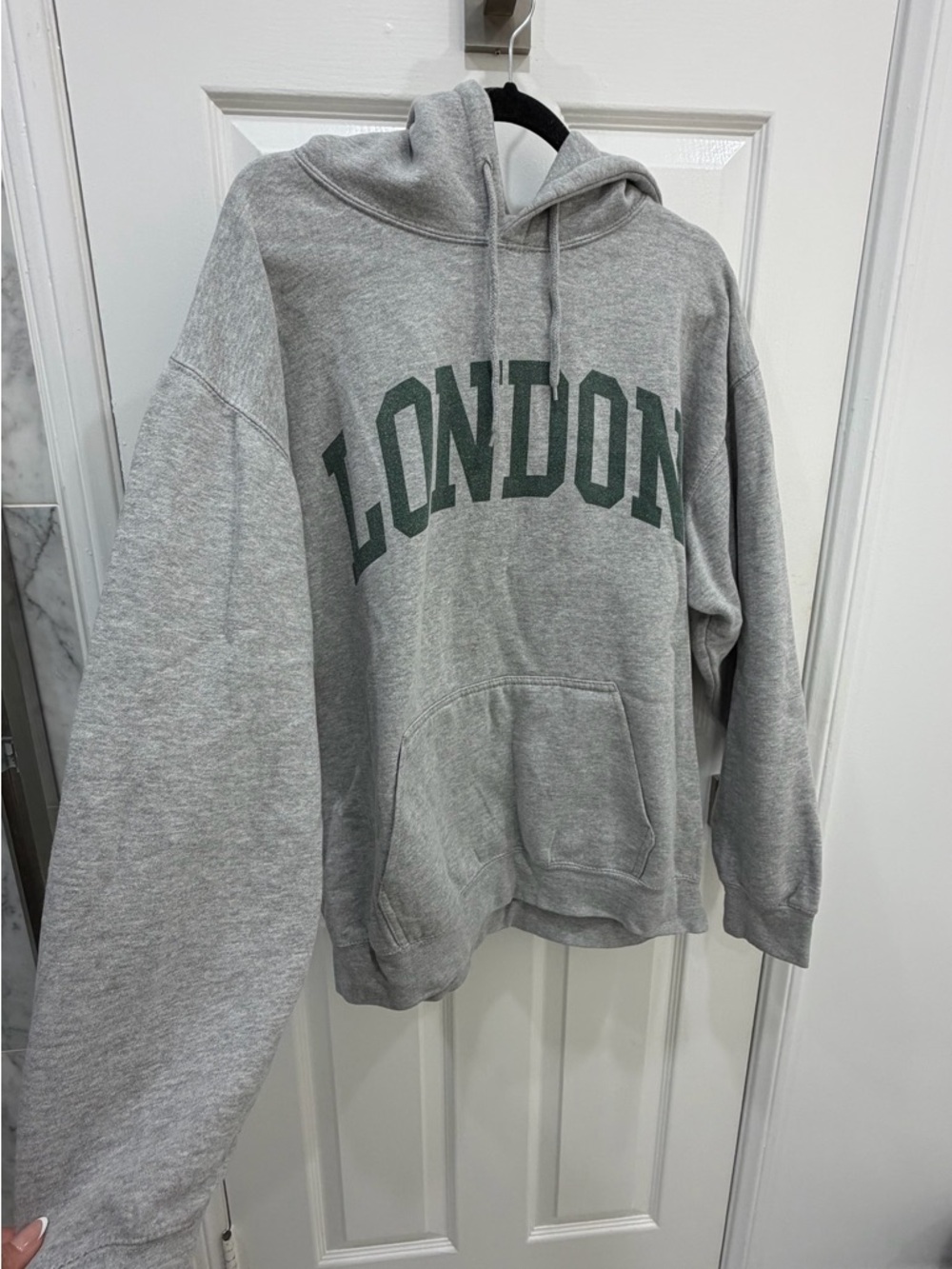 Garage Gray Hoodie with Green "LONDON" Print